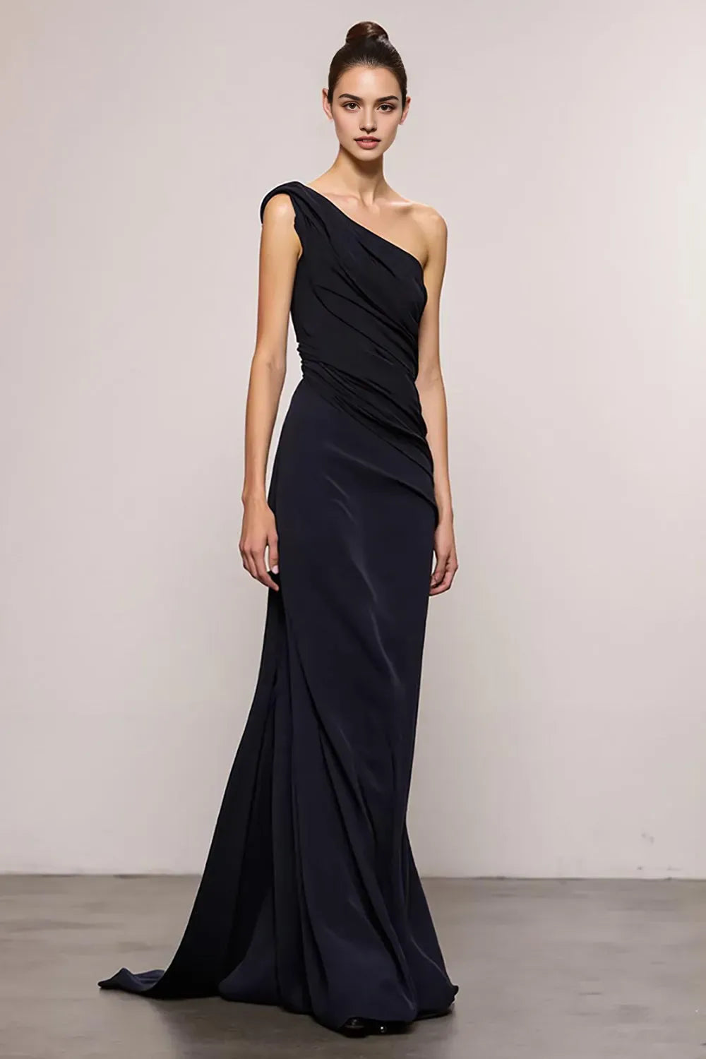 Black Sheath Backless One Shoulder Long Evening Dress ?