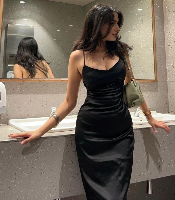 Black Simple Prom Party Dress Long Sexy Evening Dress