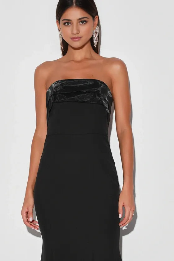 Black Strapless Mermaid Evening Dresses