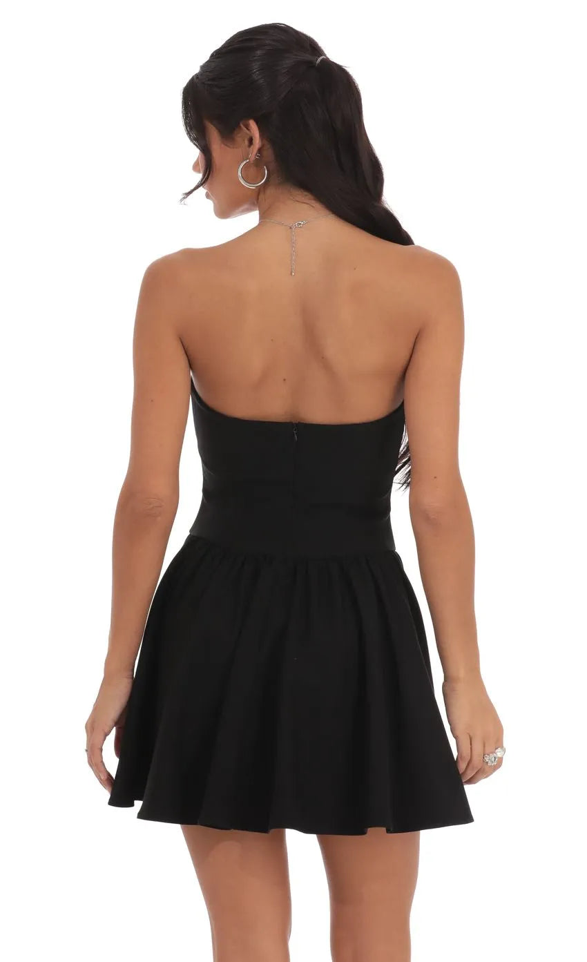 Black Strapless Sequin Embellished Homecoming Dresses with Flared Skirt  Ideal for Homecoming School Dances