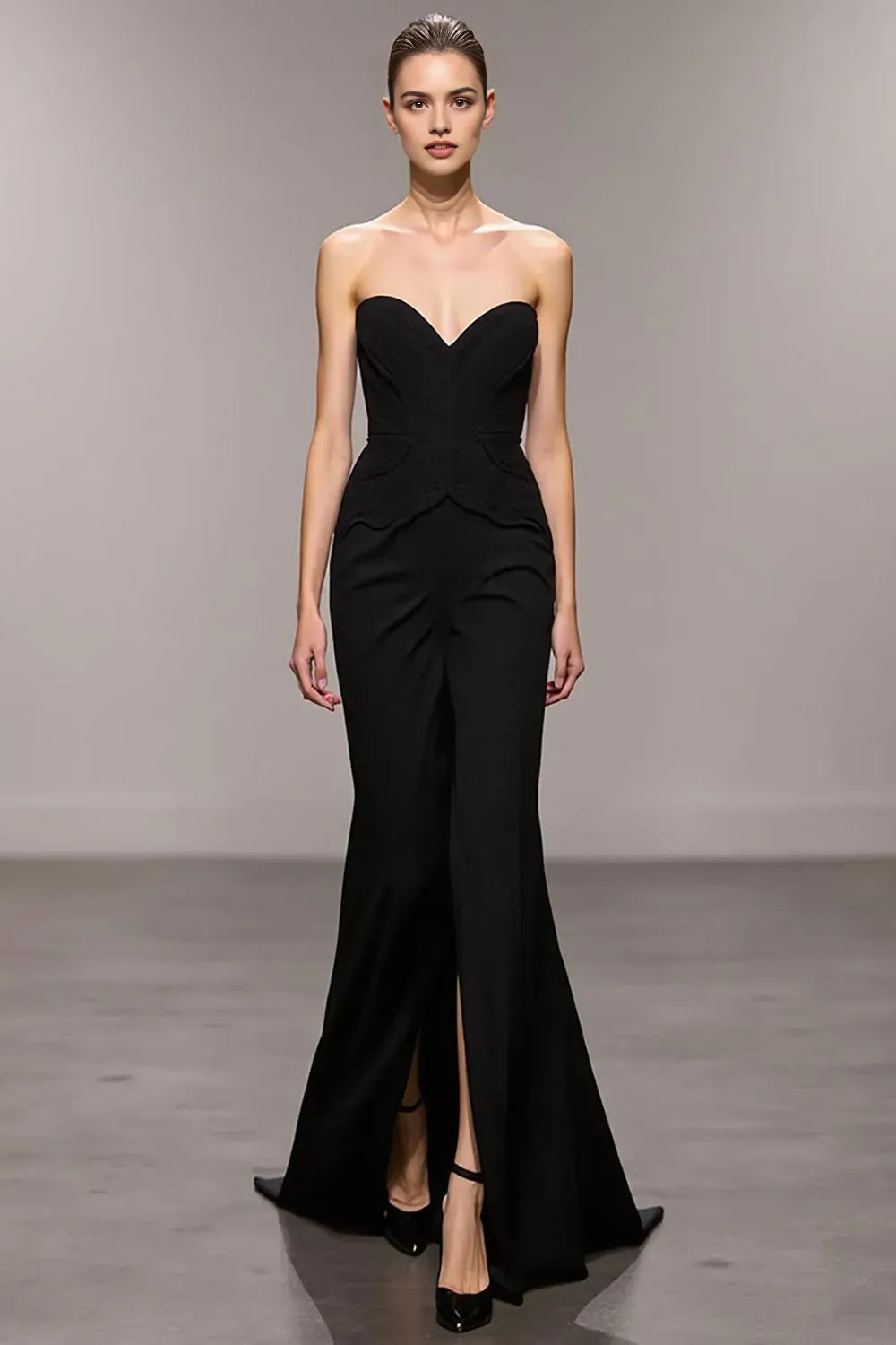 Black Sweetheart Mermaid Long Evening Dress with Slit ?
