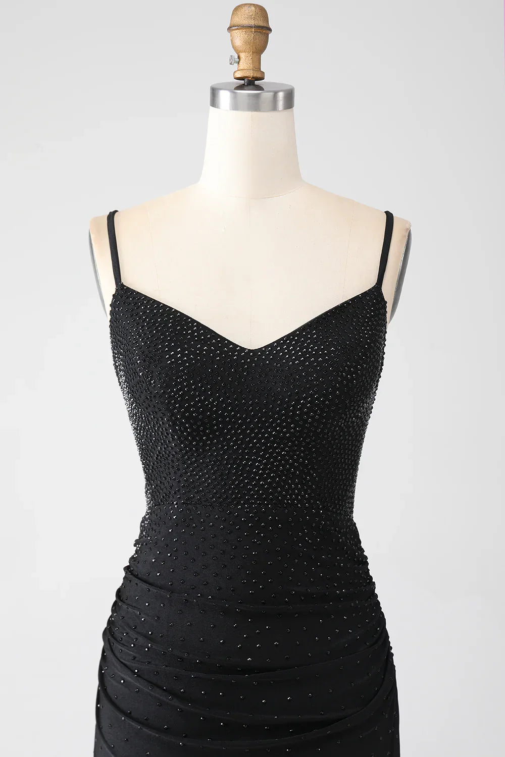 DingJiDress Mermaid Black Beaded Prom Dress with Ruffles