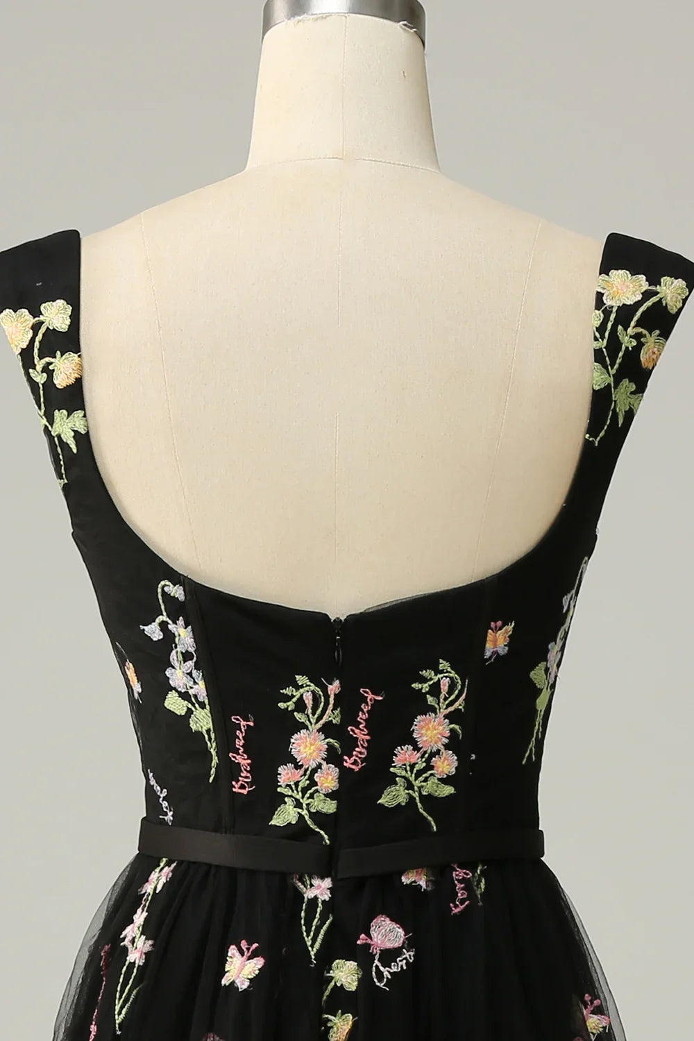 DingJiDress A Line Sweetheart Black Long Prom Dress with Embroidery