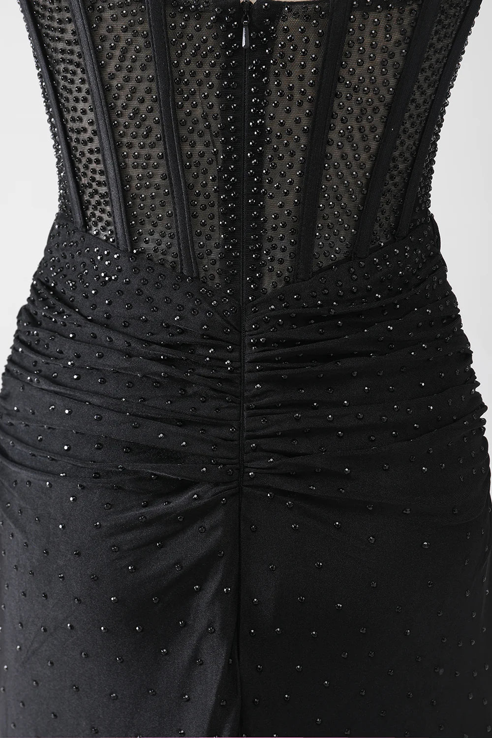 DingJiDress Mermaid Black Beaded Prom Dress with Ruffles