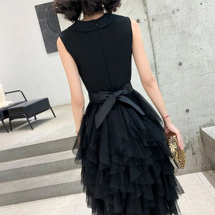 Black v neck short prom dress evening dress