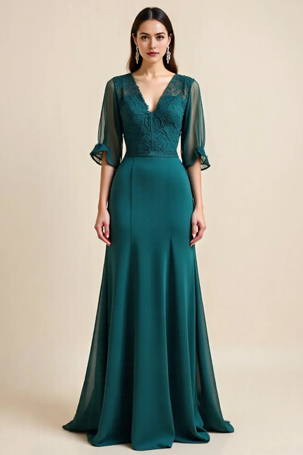 Blue A Line Appliqued Long Mother Of The Bride Dress