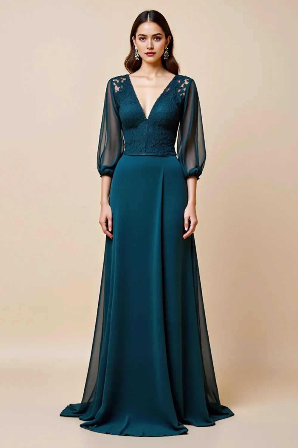 Blue A Line Long Mother Of The Bride Dress With Appliques
