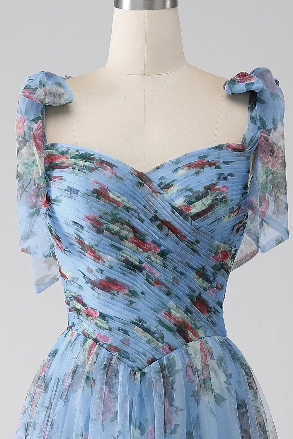 DingJiDress A-Line Lavender Printed Adjustable Straps Long Prom Dress