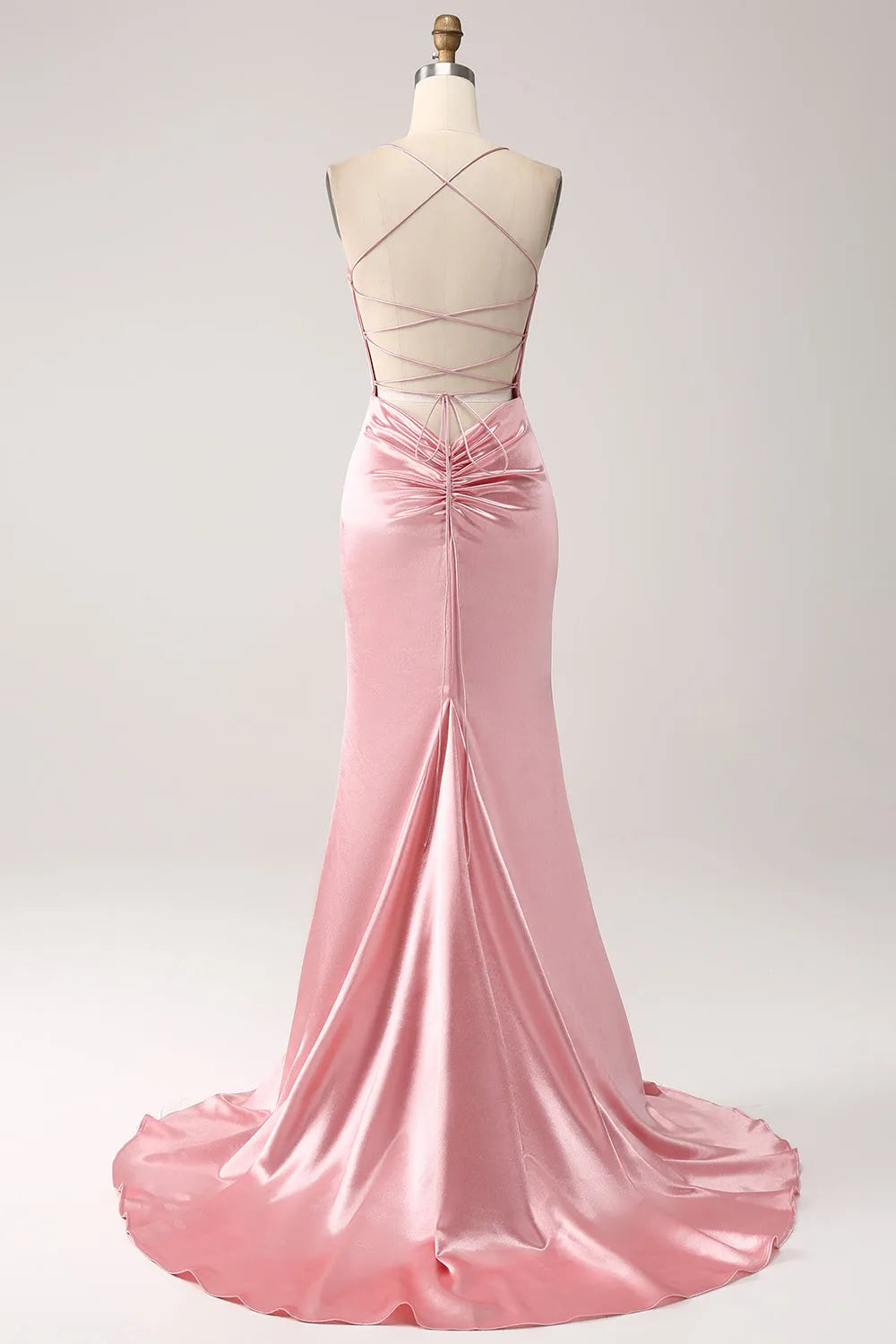 Blush Mermaid Spaghetti Straps Long Prom Dress