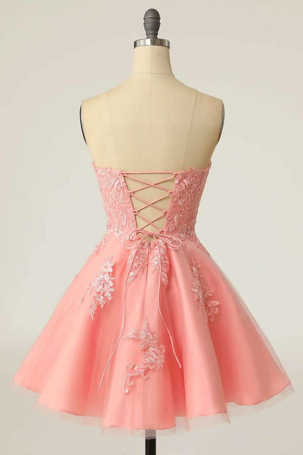 Blush Strapless Short Homecoming Dress with Appliques
