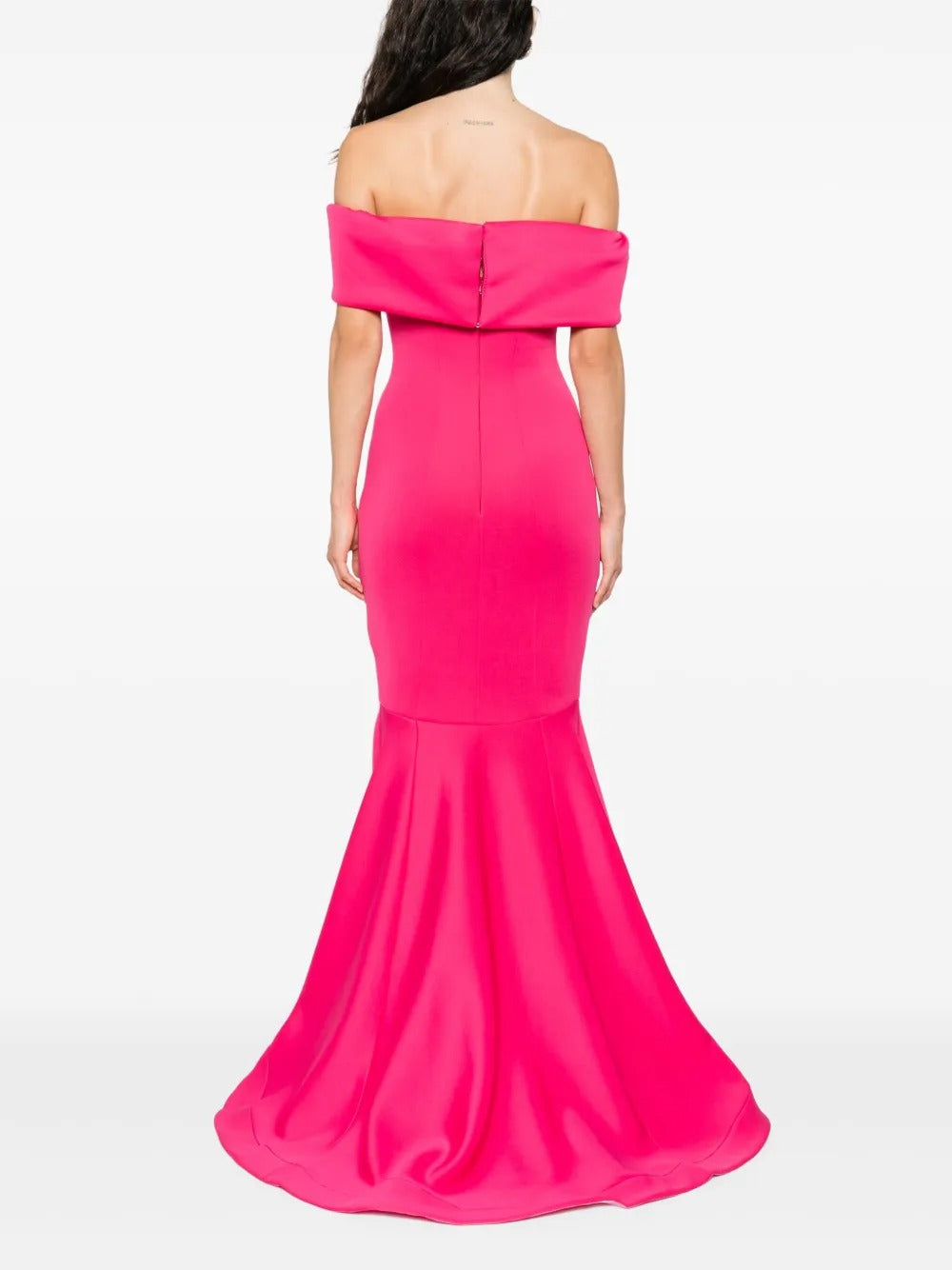 Bold Fuchsia Off-the-Shoulder Twist-Front Mermaid Evening Dress