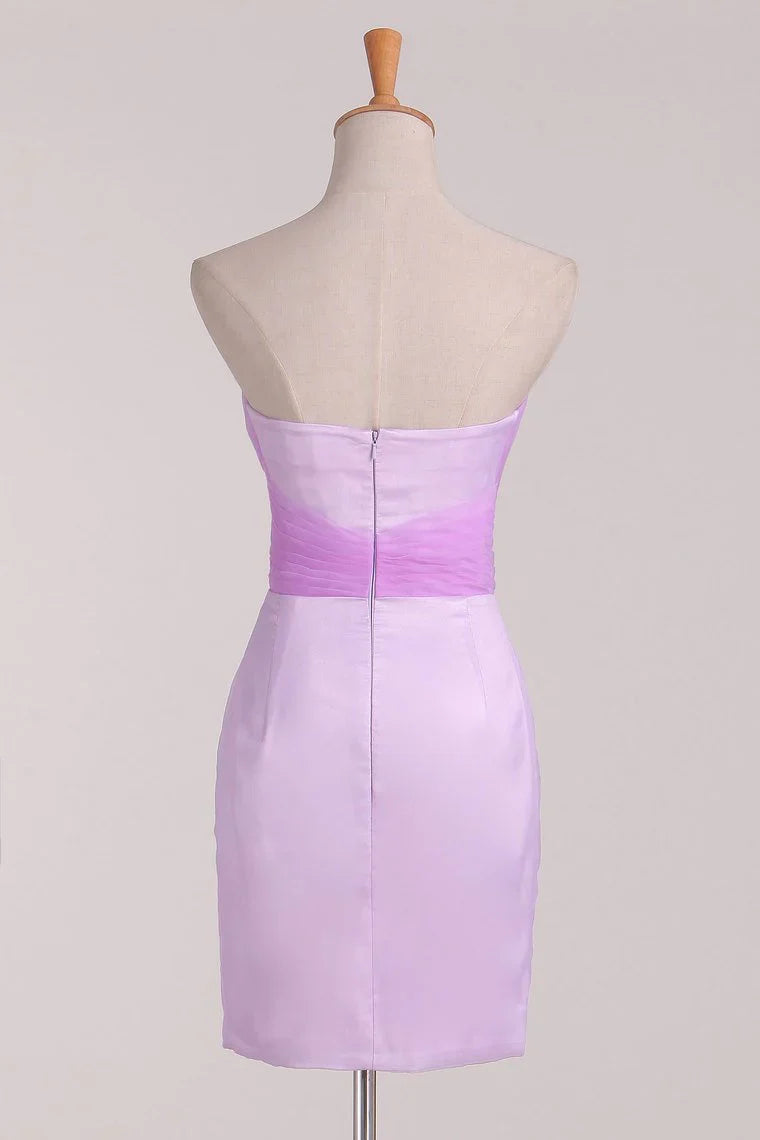DingJiDress Sheath Bridesmaid Dresses Satin Short/Mini Sweetheart