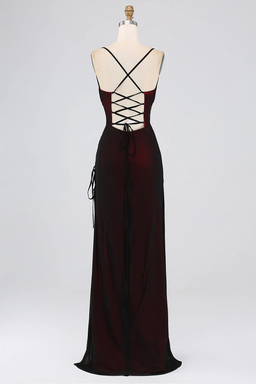 DingJiDress Black Red Sheath Wedding Guest Dresses Spaghetti Straps Floor Length Bridesmaid Dress With Elasticity