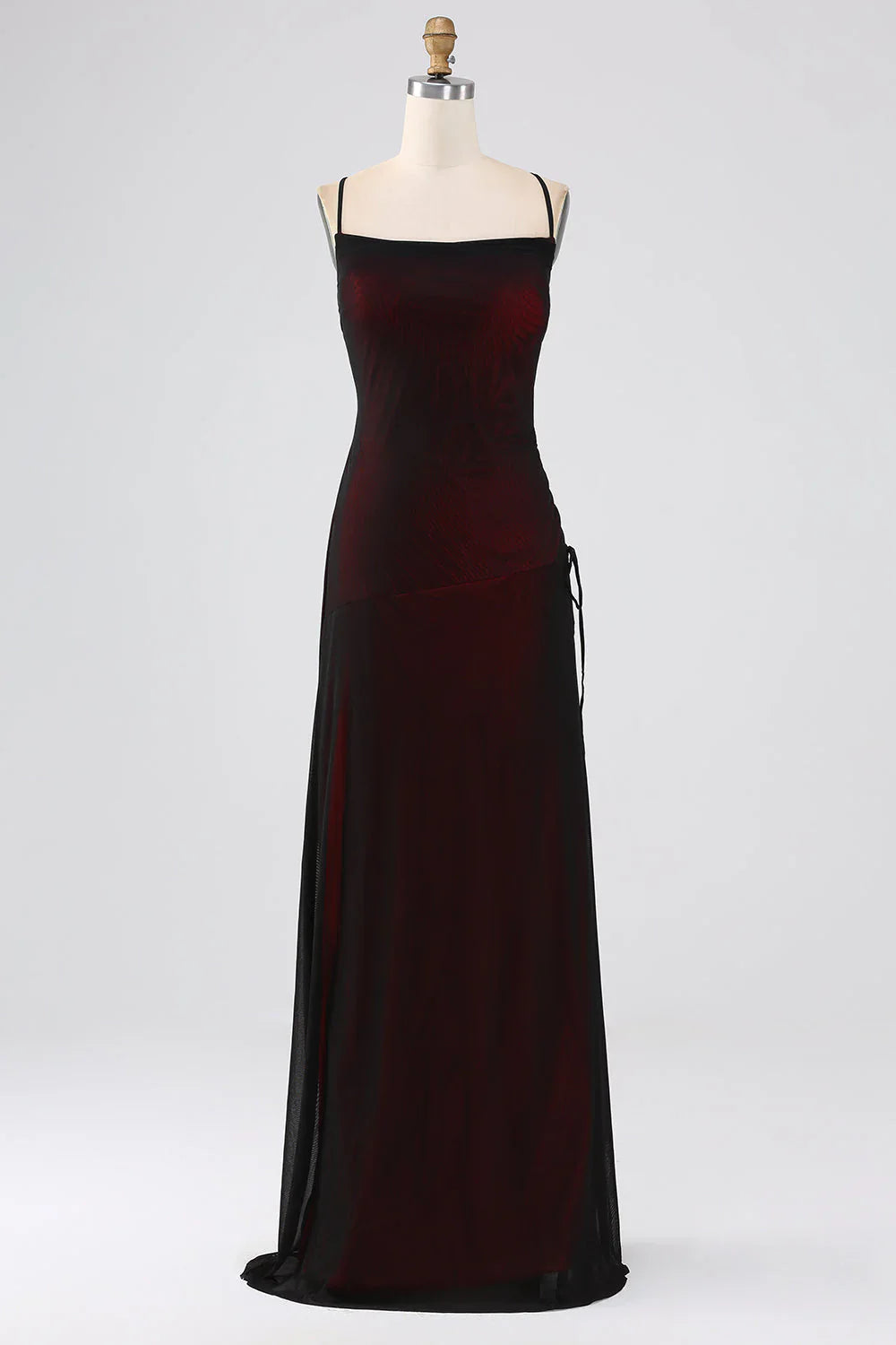 DingJiDress Black Red Sheath Wedding Guest Dresses Spaghetti Straps Floor Length Bridesmaid Dress With Elasticity