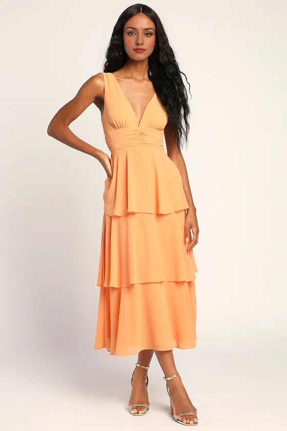 Celebration Time Lavender Sleeveless Tiered Evening Dresses ?