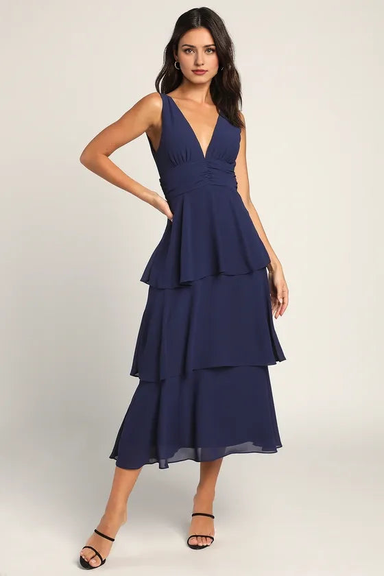 Celebration Time Lavender Sleeveless Tiered Evening Dresses ?
