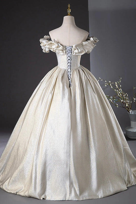 Champagne Satin Long Prom Dress Beautiful A-Line Party Dress