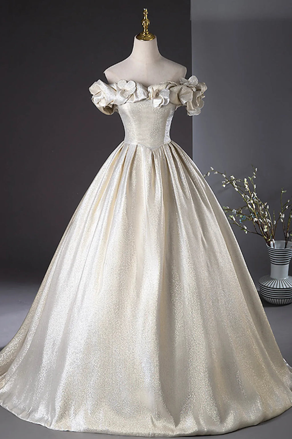 Champagne Satin Long Prom Dress Beautiful A-Line Party Dress