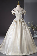 Champagne Satin Long Prom Dress Beautiful A-Line Party Dress