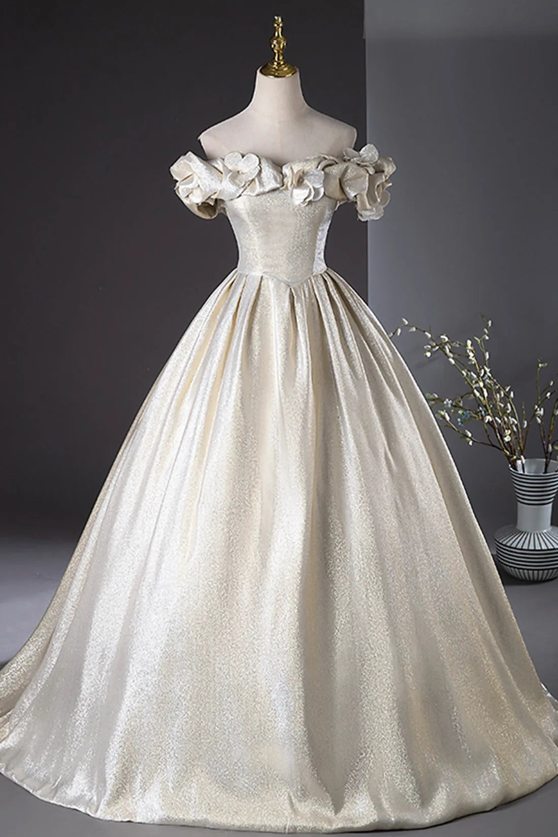 Champagne Satin Long Prom Dress Beautiful A-Line Party Dress