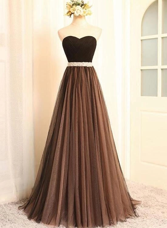 Champagne Tulle Long Bridesmaid Dress  Party Dress ﻿