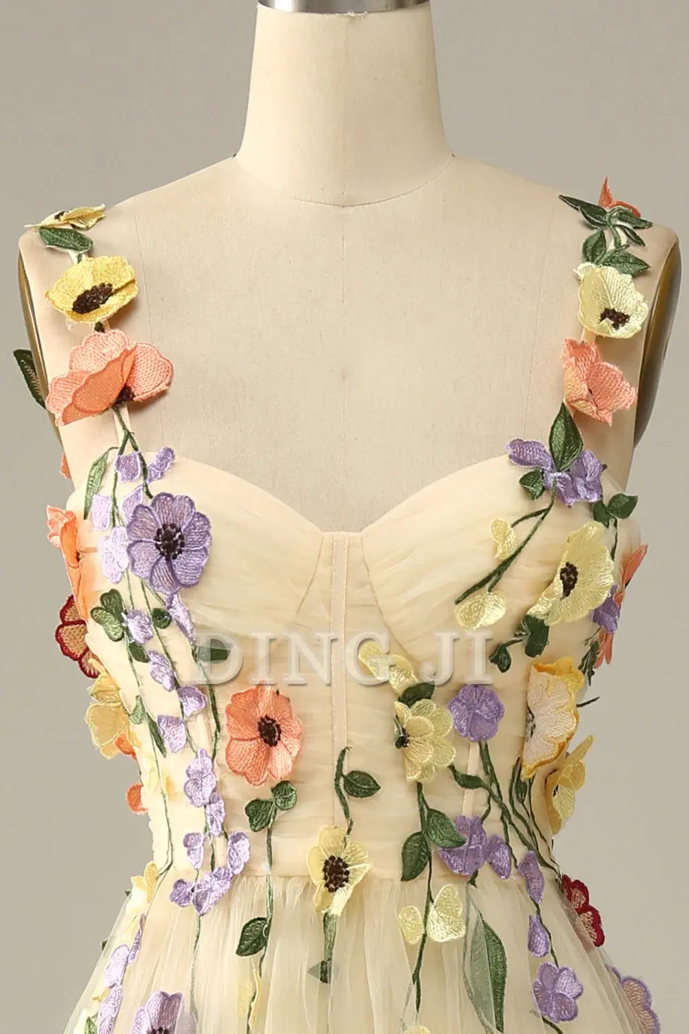 DingJiDress Prom Dress A Line Spaghetti Straps Tulle With 3D Flowers Backless Sweet Formal Women's Dresses Wedding Guests Dresses