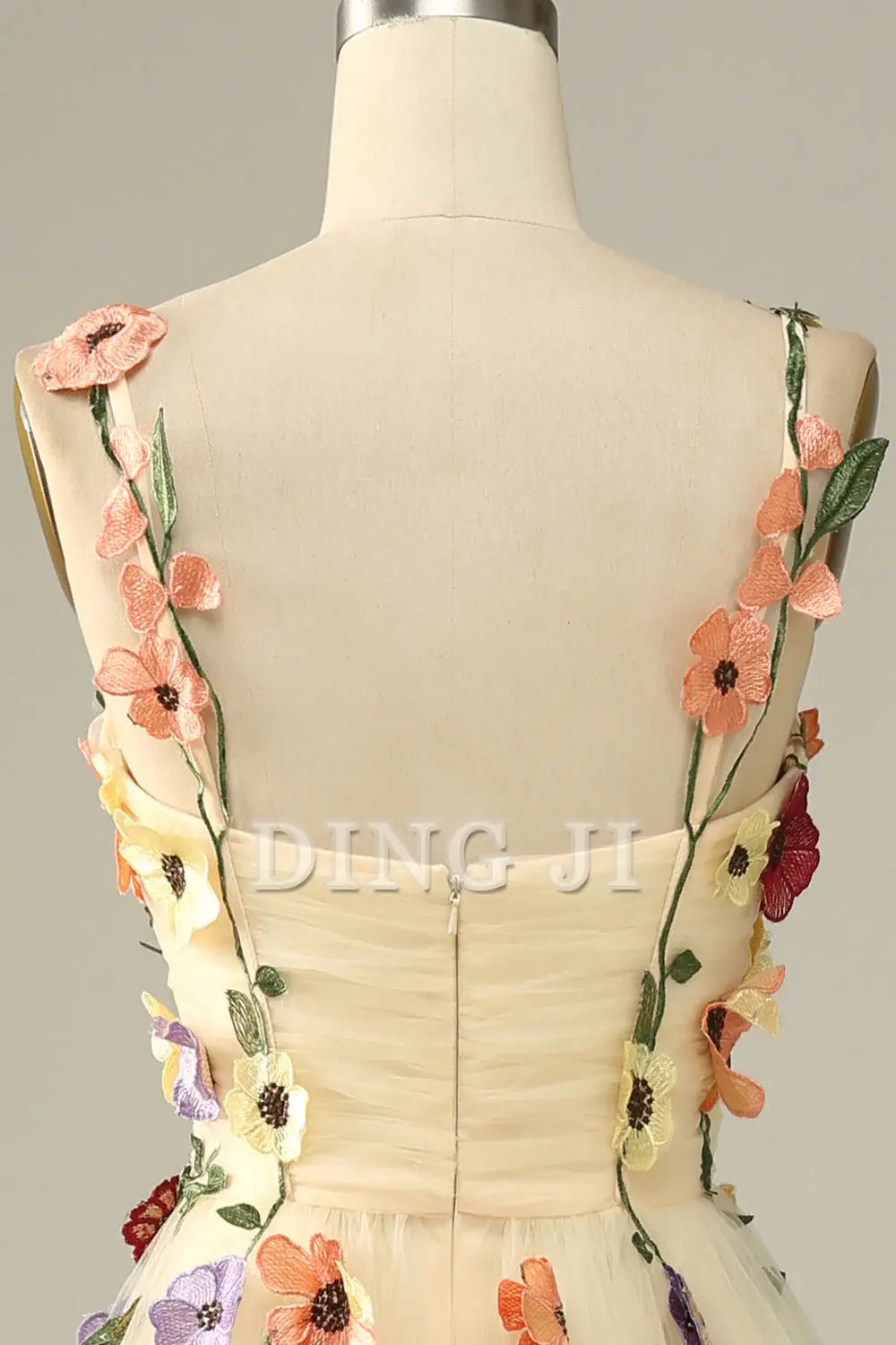 DingJiDress Prom Dress A Line Spaghetti Straps Tulle With 3D Flowers Backless Sweet Formal Women's Dresses Wedding Guests Dresses