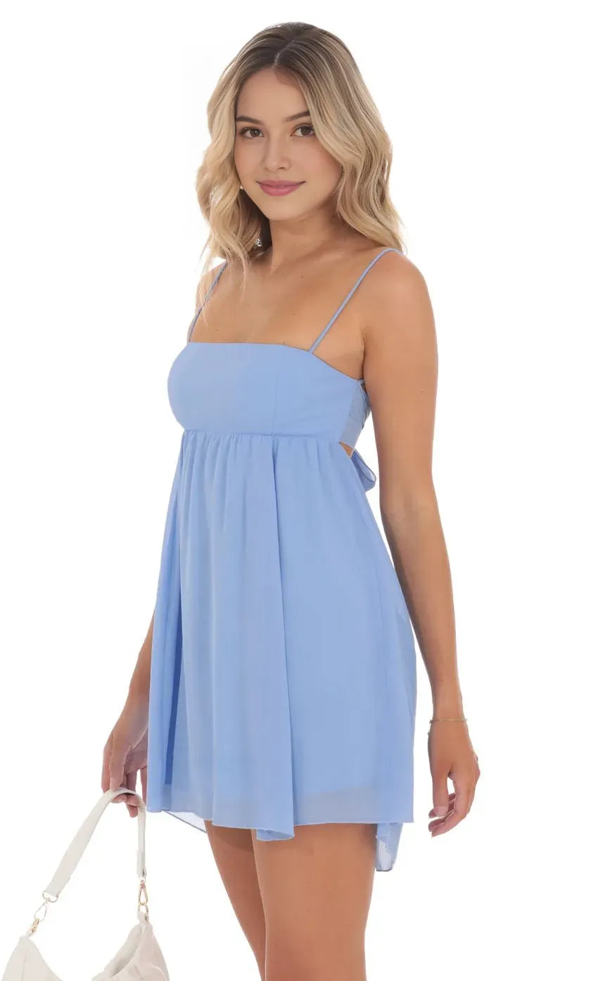 Chic Light Blue Chiffon Homecoming Dresses Spaghetti Straps Square Neck  Flowy Silhouette  A Perfect Blend of Freshness and Femininity for Back to School Events