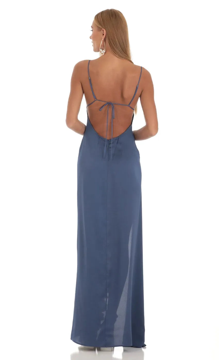 Chic Navy Blue Prom Dress with Spaghetti Straps Plunging Neckline and Asymmetric Ruffle Detail Stand Out at Your Prom