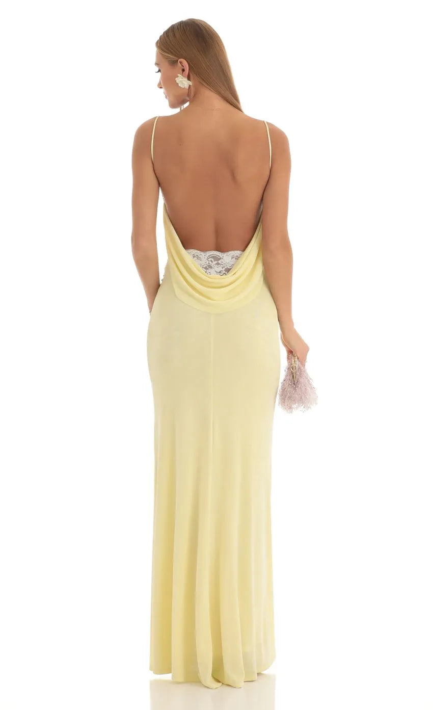 Chic Pale Yellow Prom Dress with Draped Neckline Ruched Detailing Mermaid Skirt A Must - Have for Sophisticated Proms