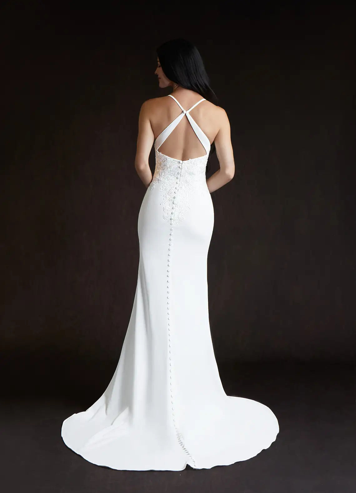 Chic Satin Mermaid Wedding Dress Spaghetti Straps Plunging V - Neck Lace Bodice Train Ideal for Fashion