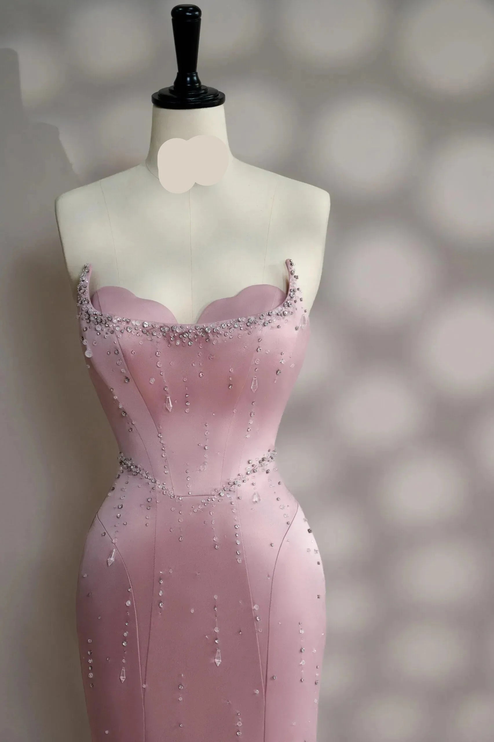 Chic Sheath Sweetheart Strapless Beaded Pink Midi-Length Evening Dress For Women Ready To Ship