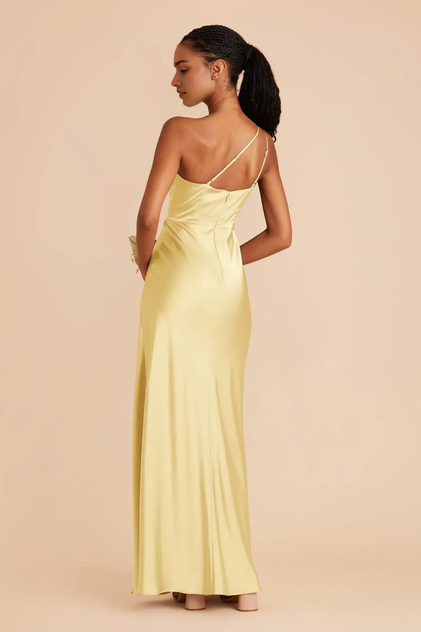 Chic Yellow One - Shoulder Prom Dress  Satin Silhouette with Side Slit for City Sophistication