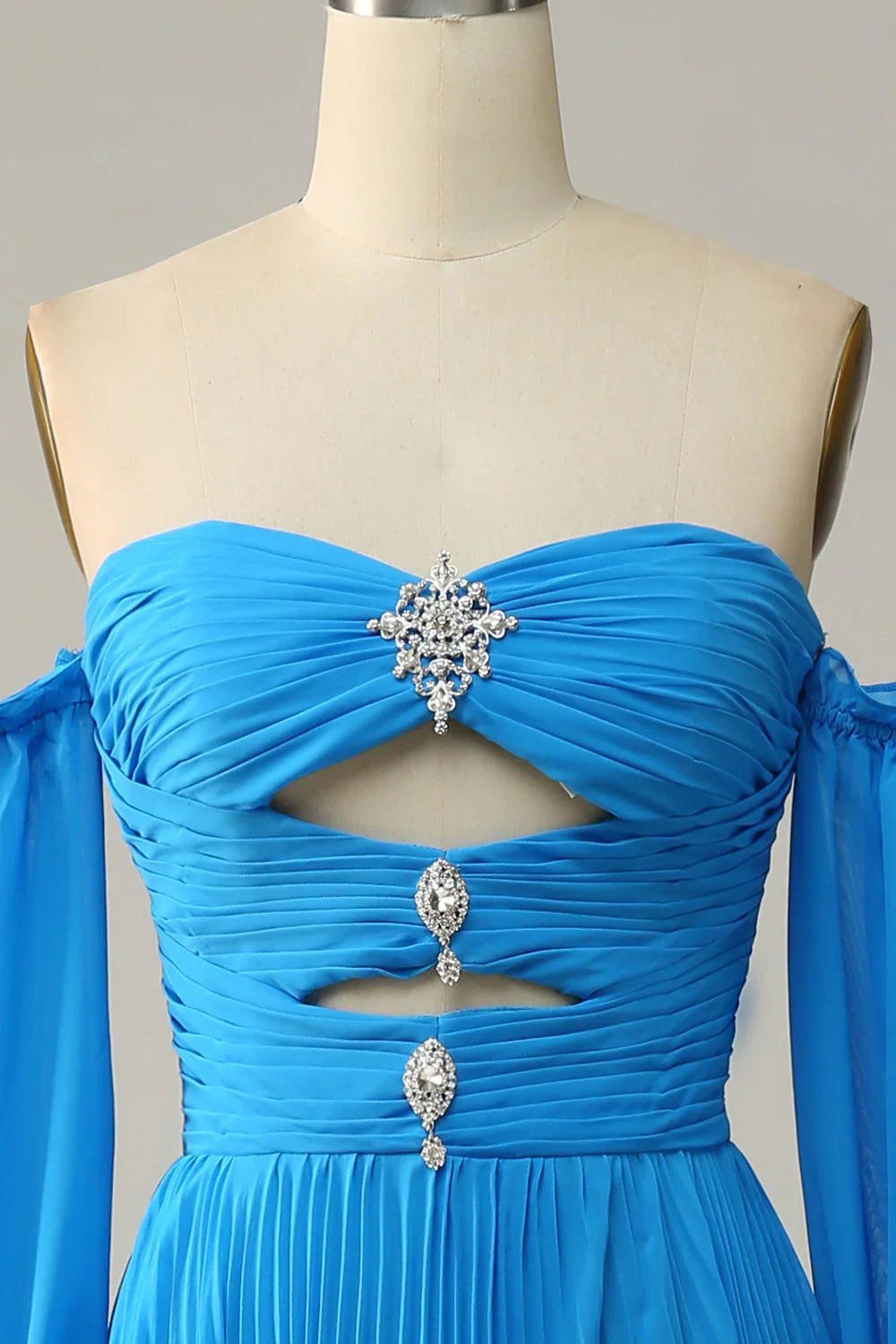 DingJiDress A Line Sweetheart Chiffon Prom Dresses with slit beades Charming