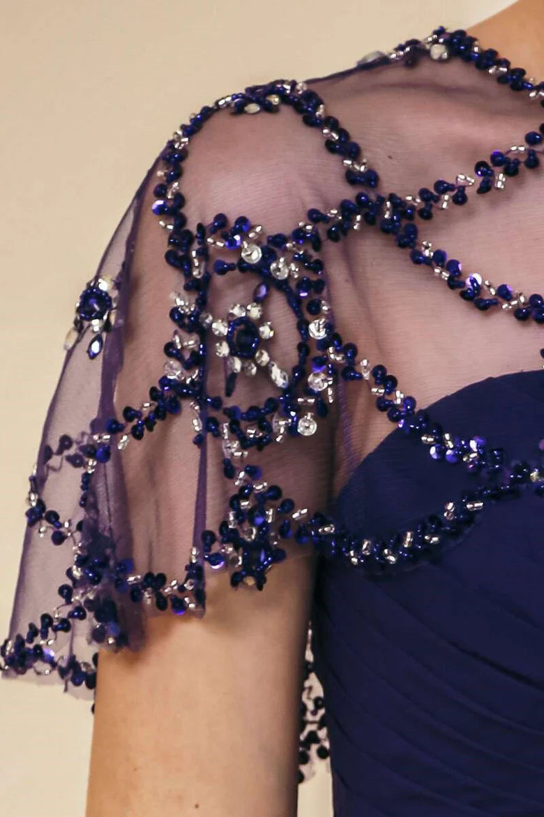 Chiffon Mother of the Bride Dresses pleated long skirt with beaded shawl