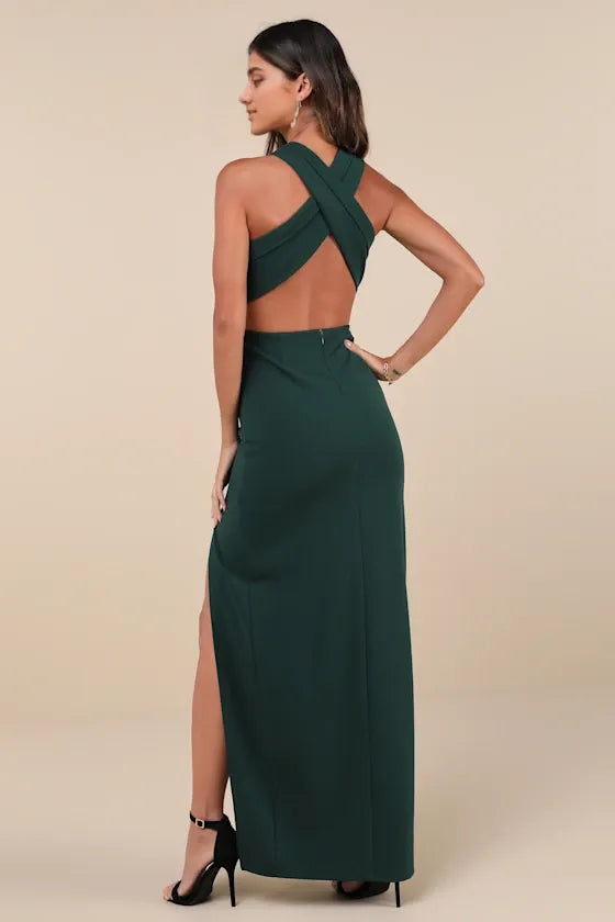 Cocktail Hour Royal Blue Halter Neck Evening Dresses