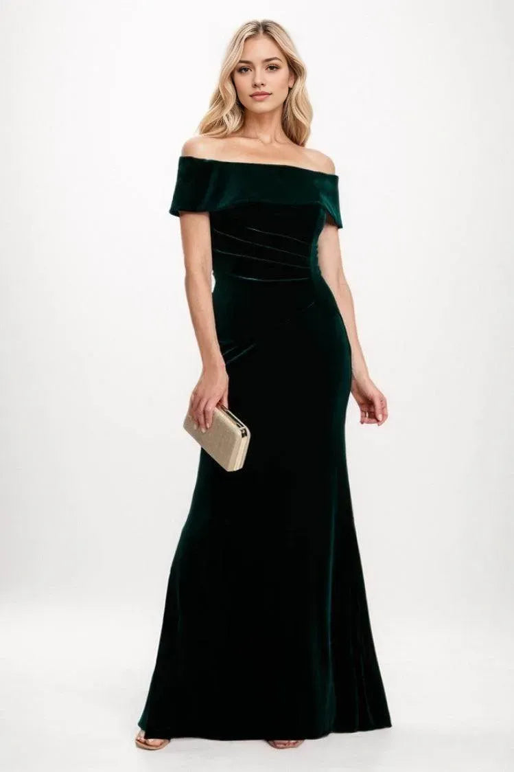 Column Maxi Velvet Mother Of The Bride Dress
