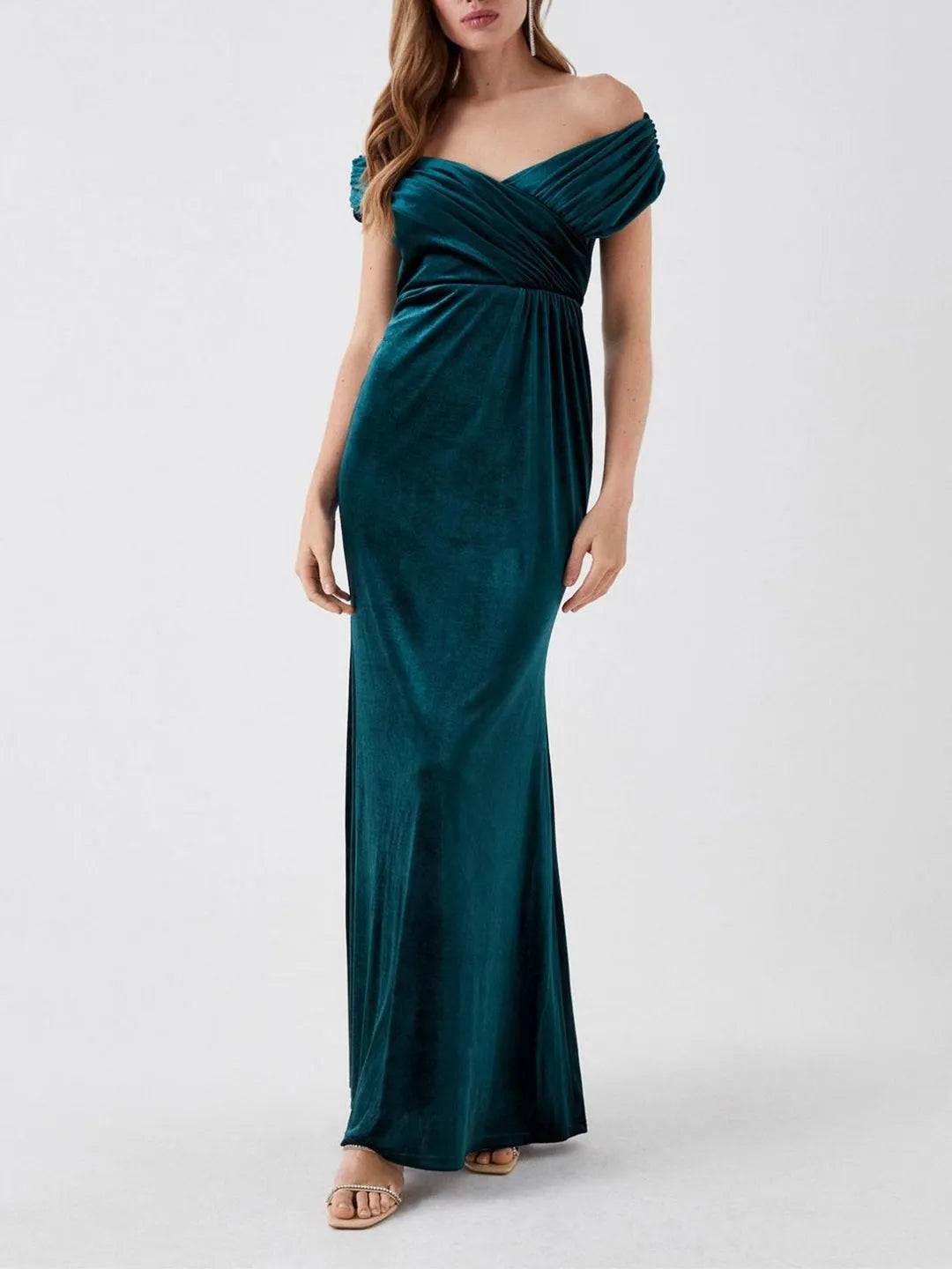 Column Off-the-Shoulder Floor-Length Elegant Velvet Mother of the Bride & Groom Dresses