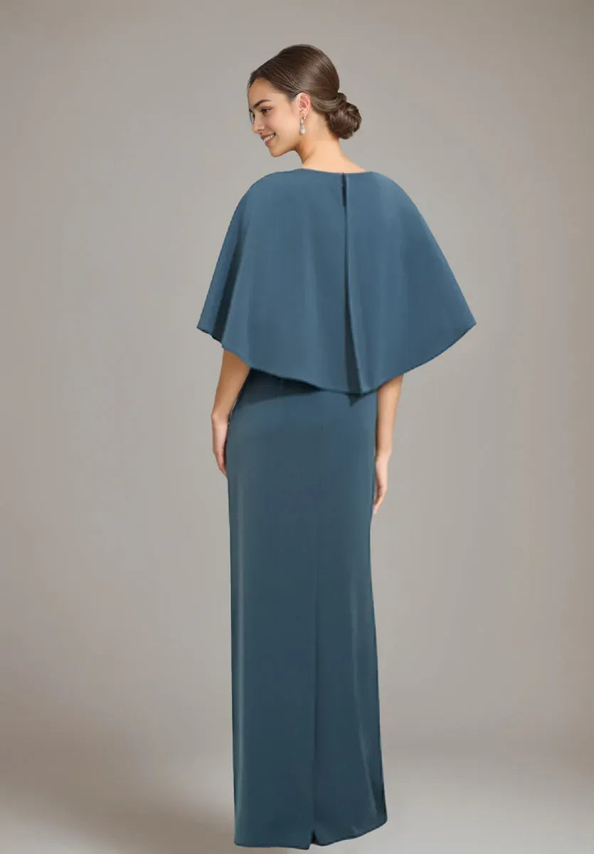 Column Scoop Neck Mother Of The Bride Groom Dresses with Appliques Beadings