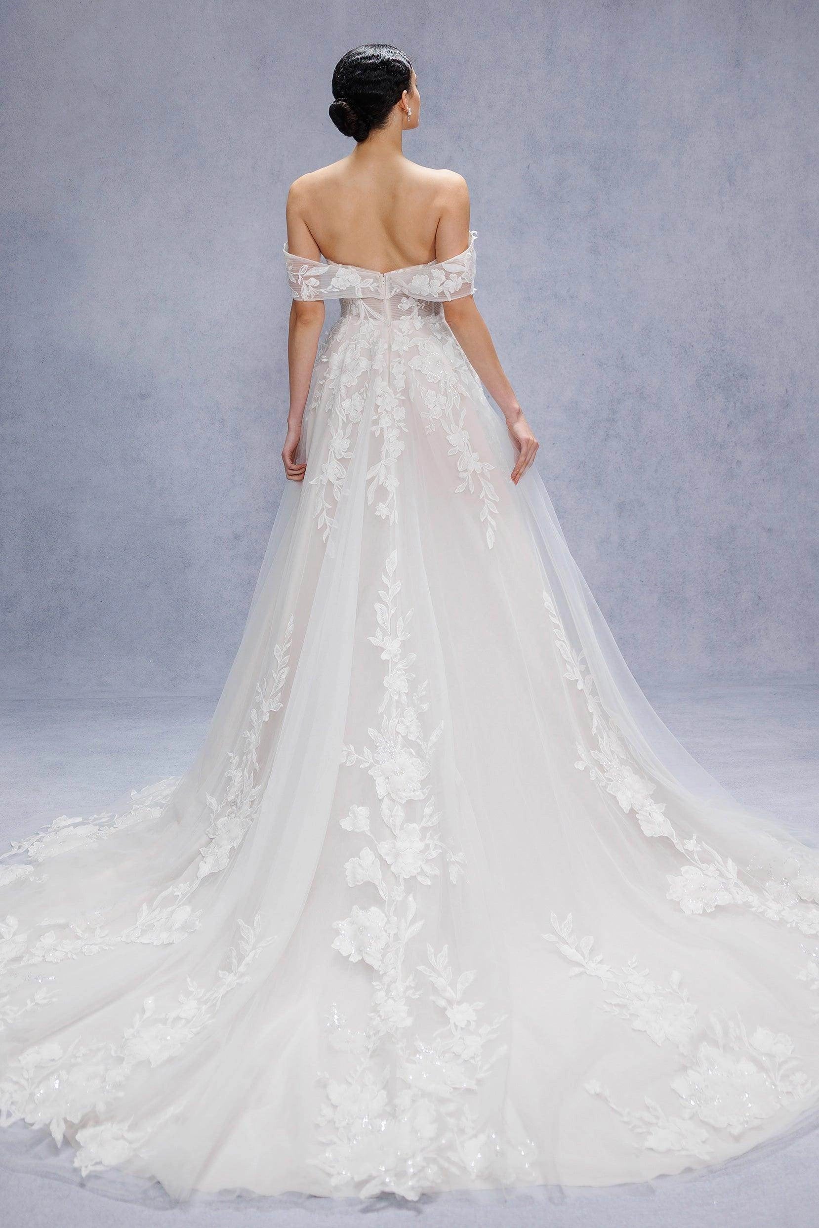 Court Train Lace Tulle Wedding Dress