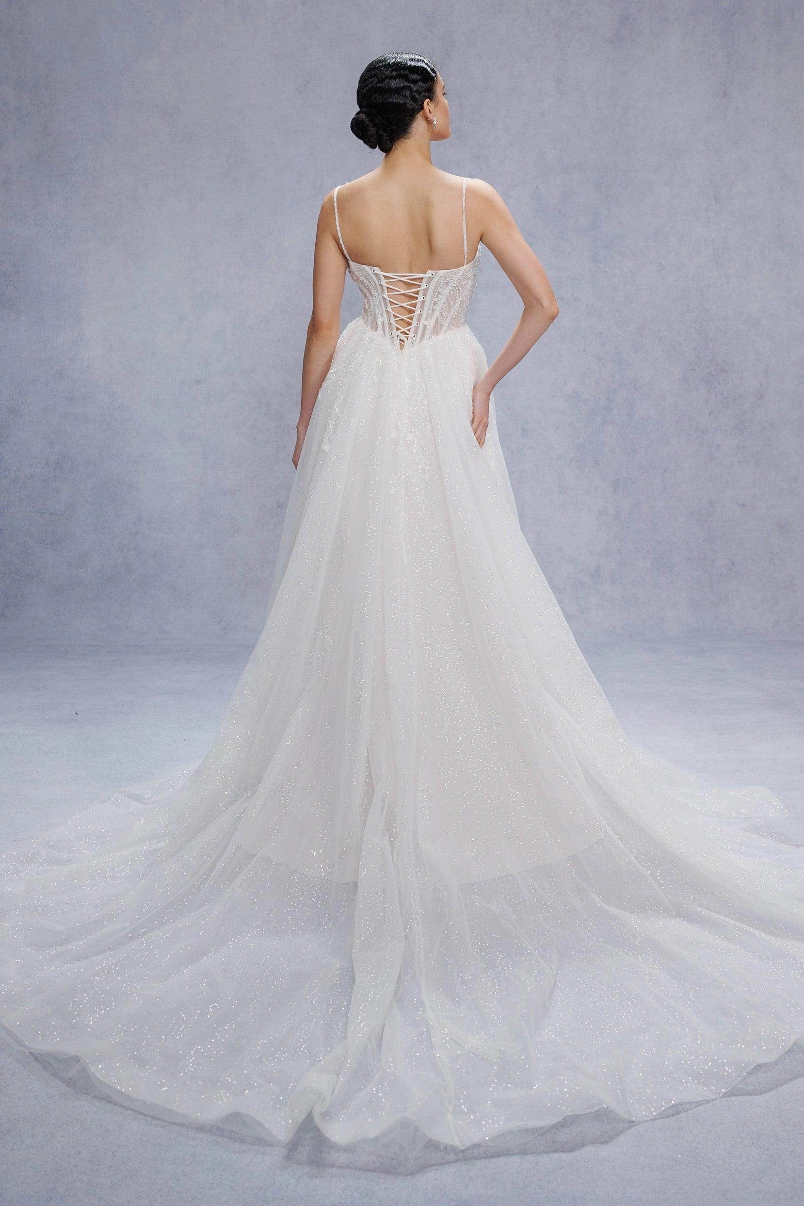 Court Train Sparkle Tulle Wedding Dress