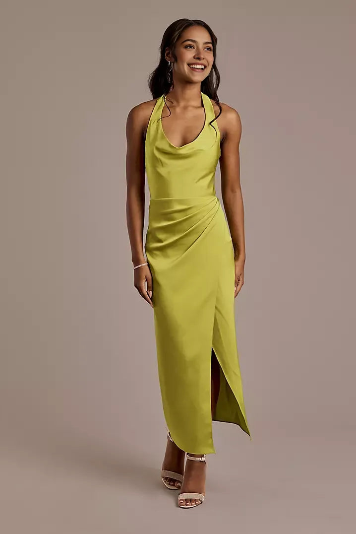 Cowl Neck Halter Party Dress