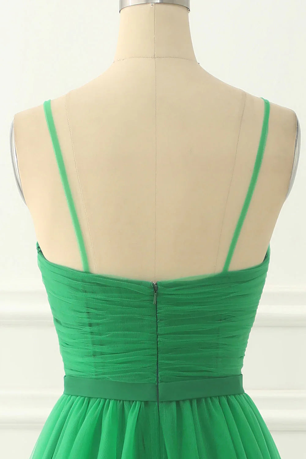 DingJiDress Prom Dress Cute Green Straps Tulle With Sash