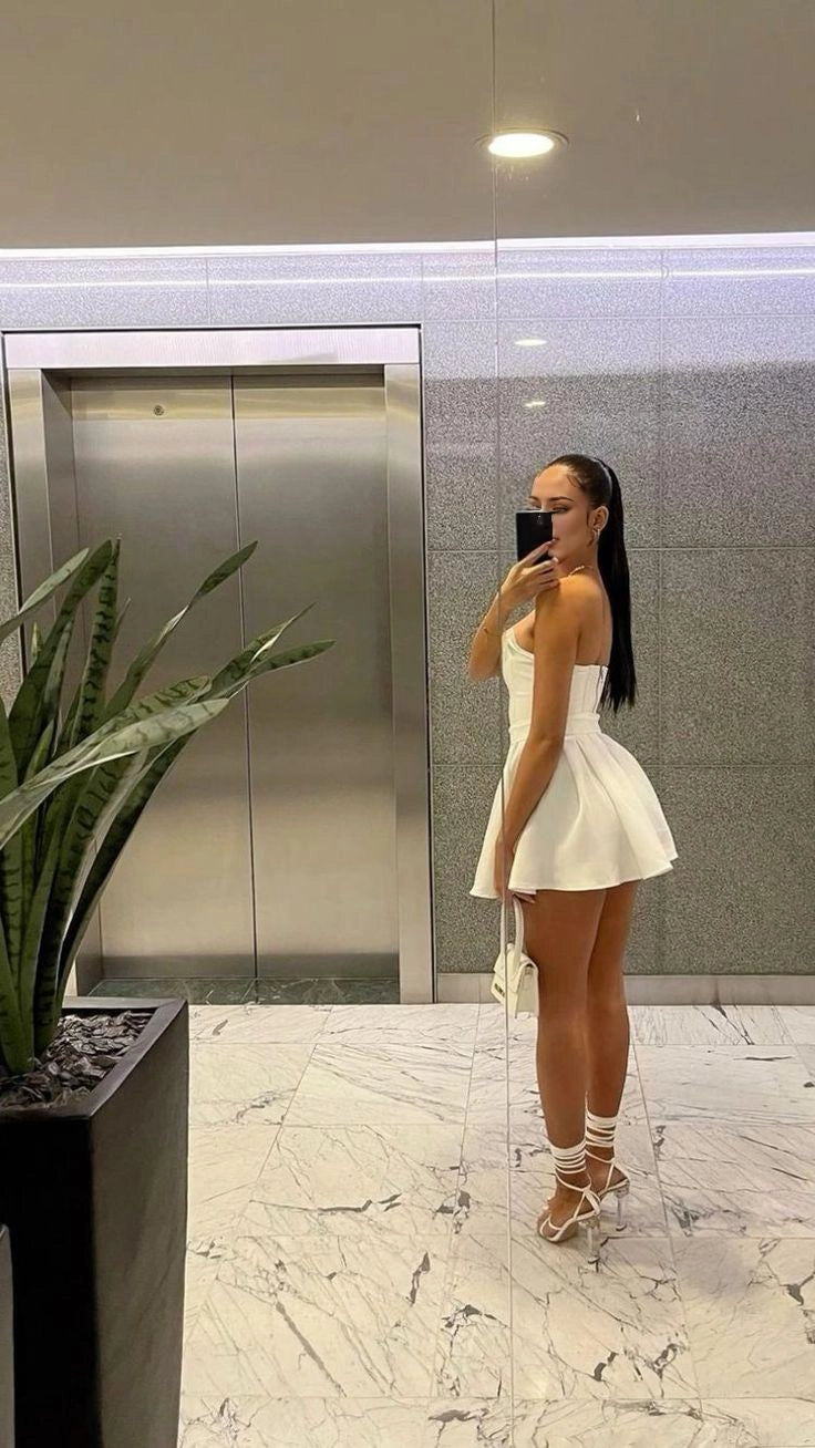 Cute White Strapless Homecoming Dress White Party Dress