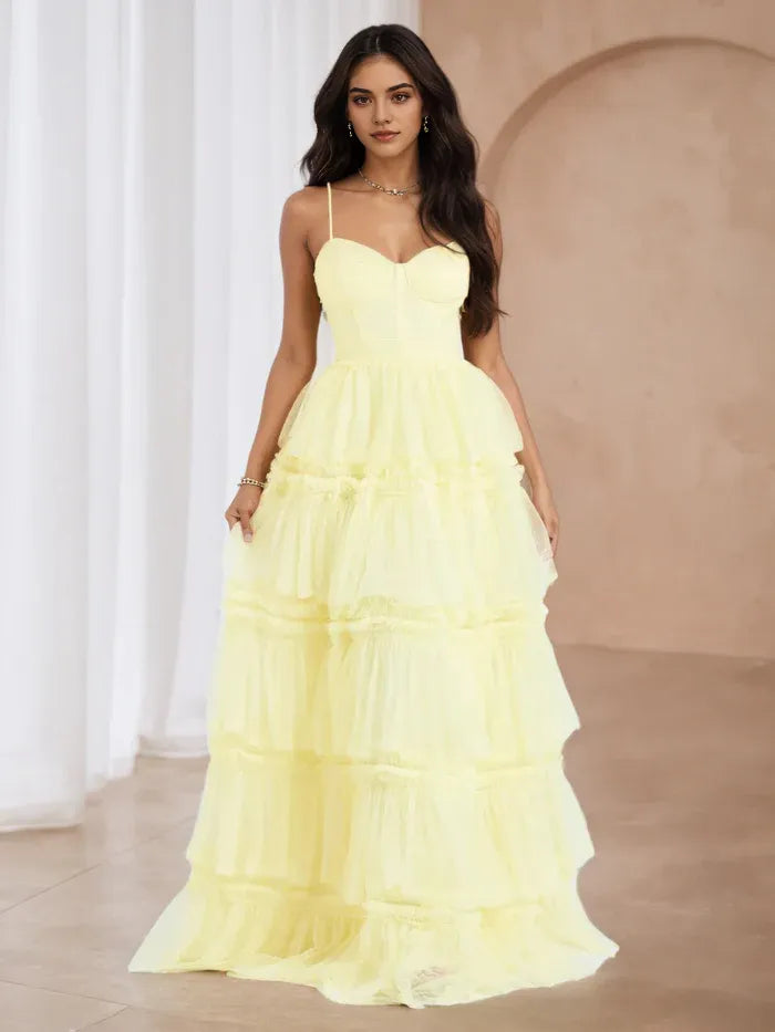 Daffodil Sweetheart A-Line Long Prom Dresses