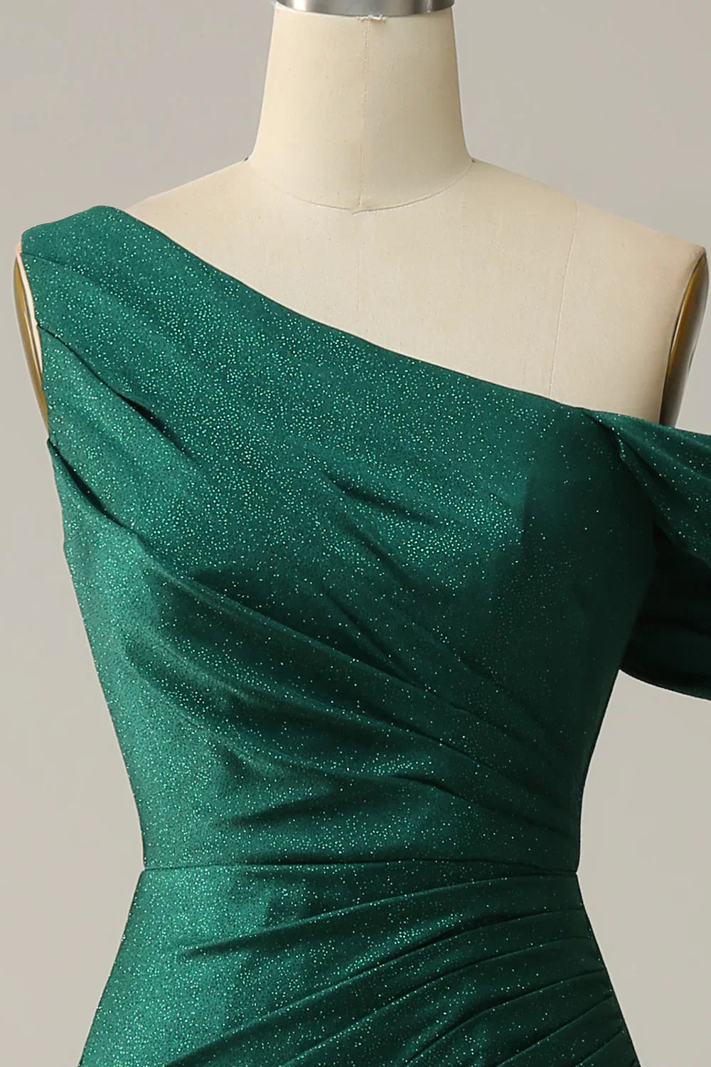 DingJiDress Mermaid One Shoulder Dark Green Long Prom Dress