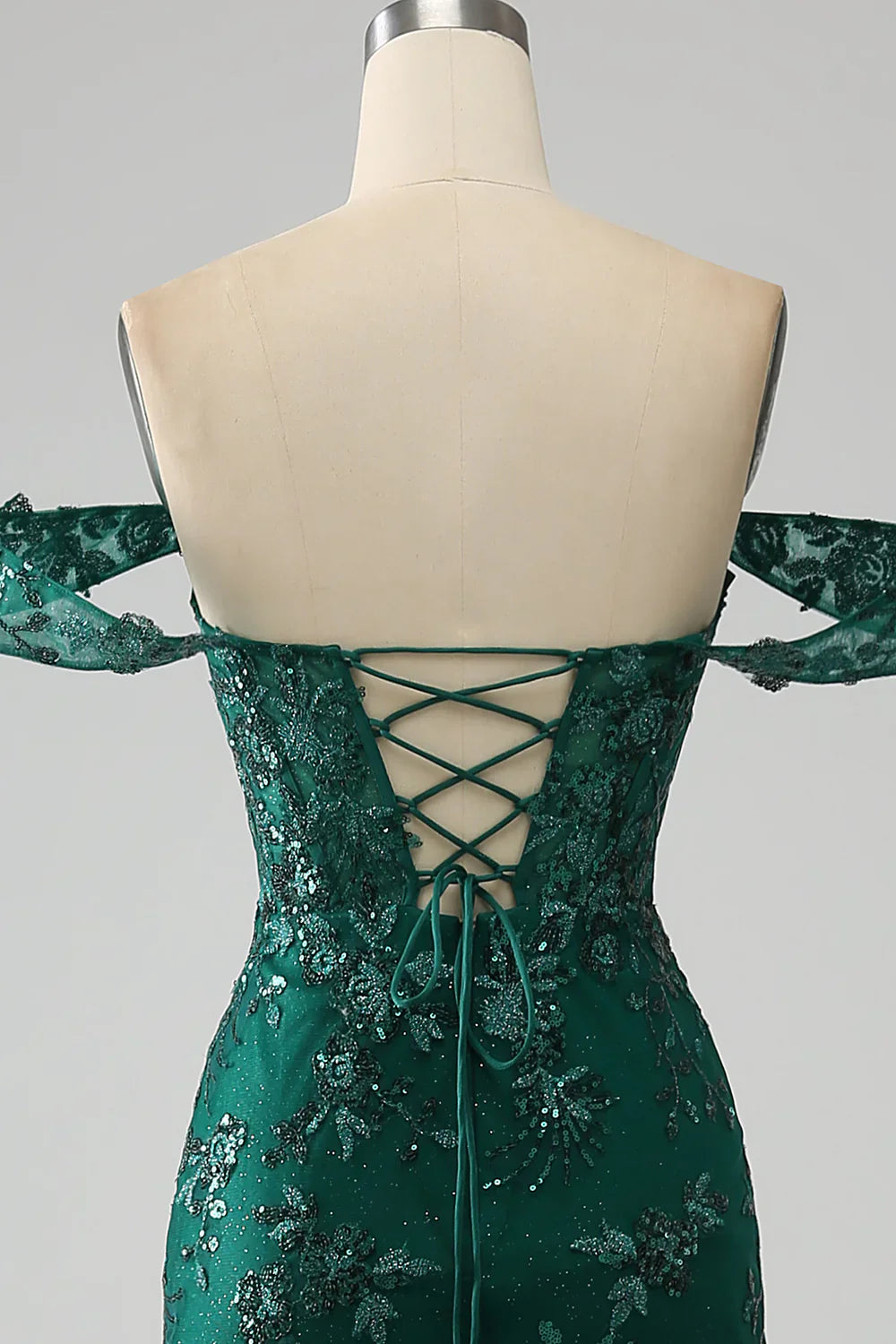 DingJiDress Mermaid Off The Shoulder Dark Green Prom Dress with Appliques