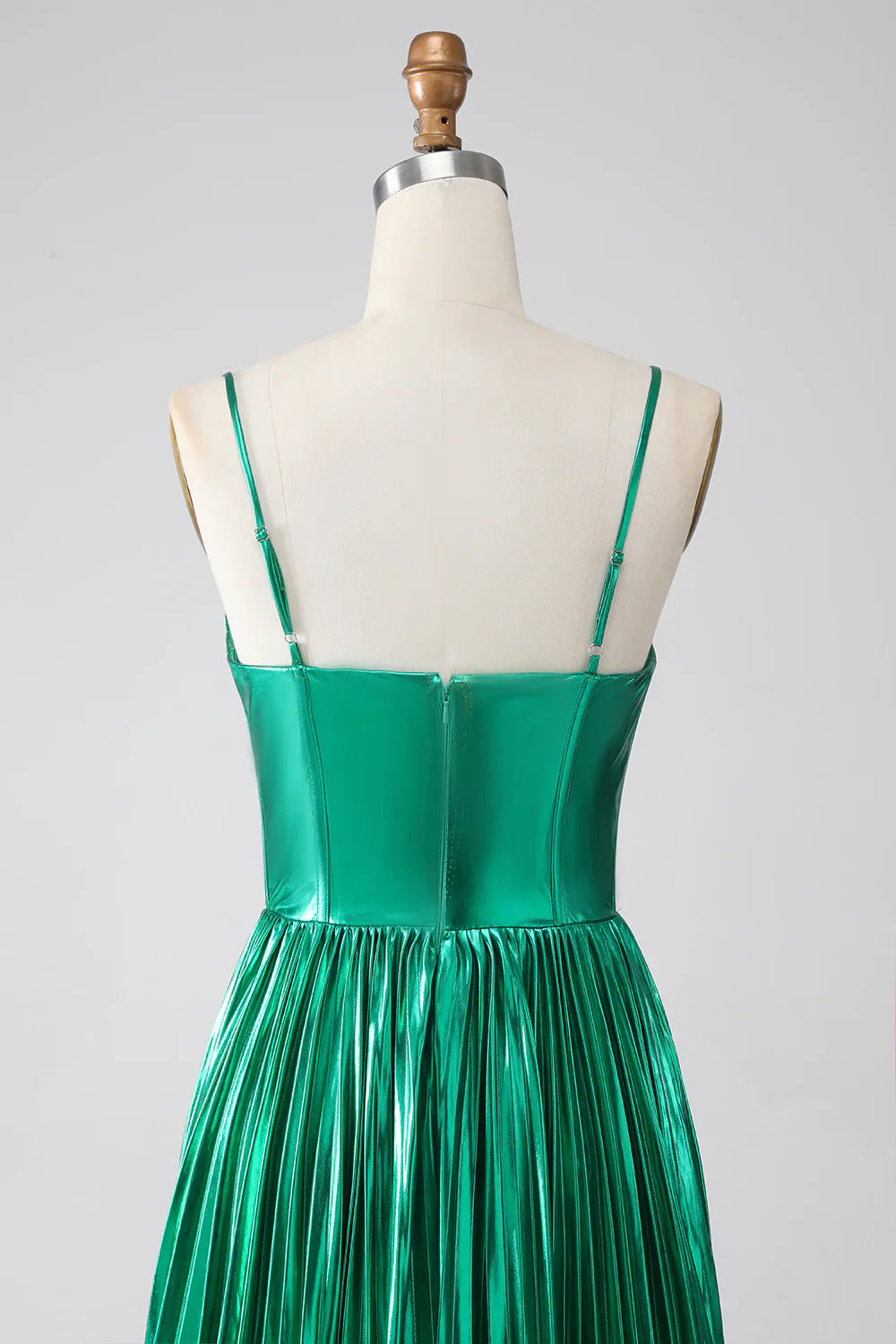DingJiDress A-line Dark Green Corset Prom Dress with Slit