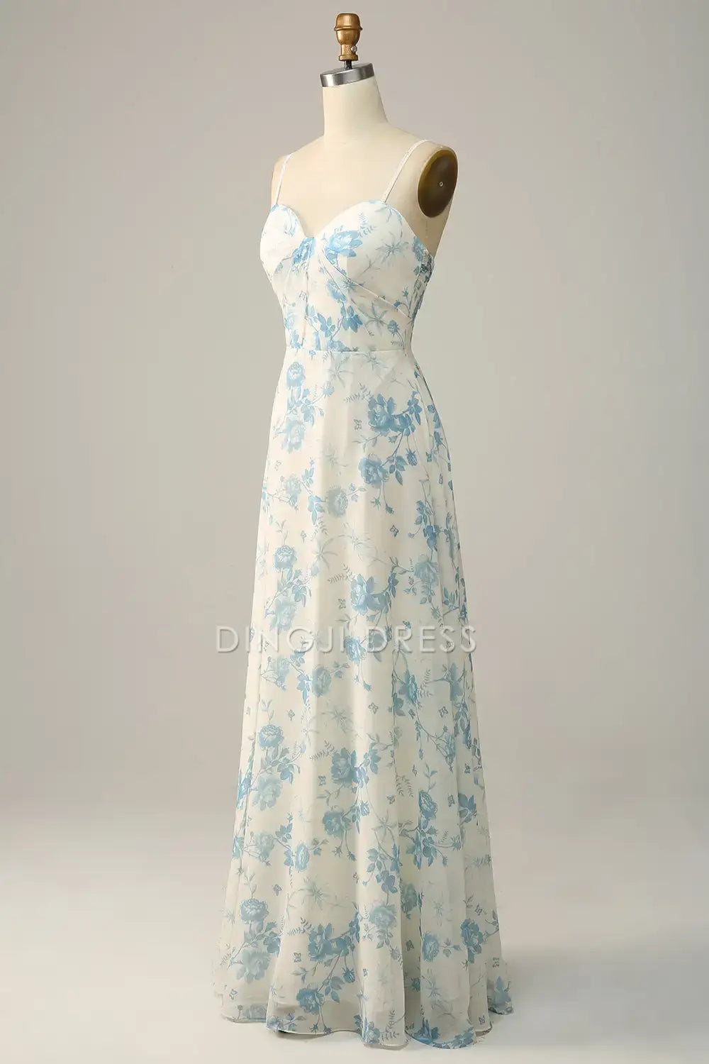 DingJiDress Hot Sale Prom Dress A Line Spaghetti Straps Sweetheart Backless Printing Exquisite Retro Long Formal Dresses