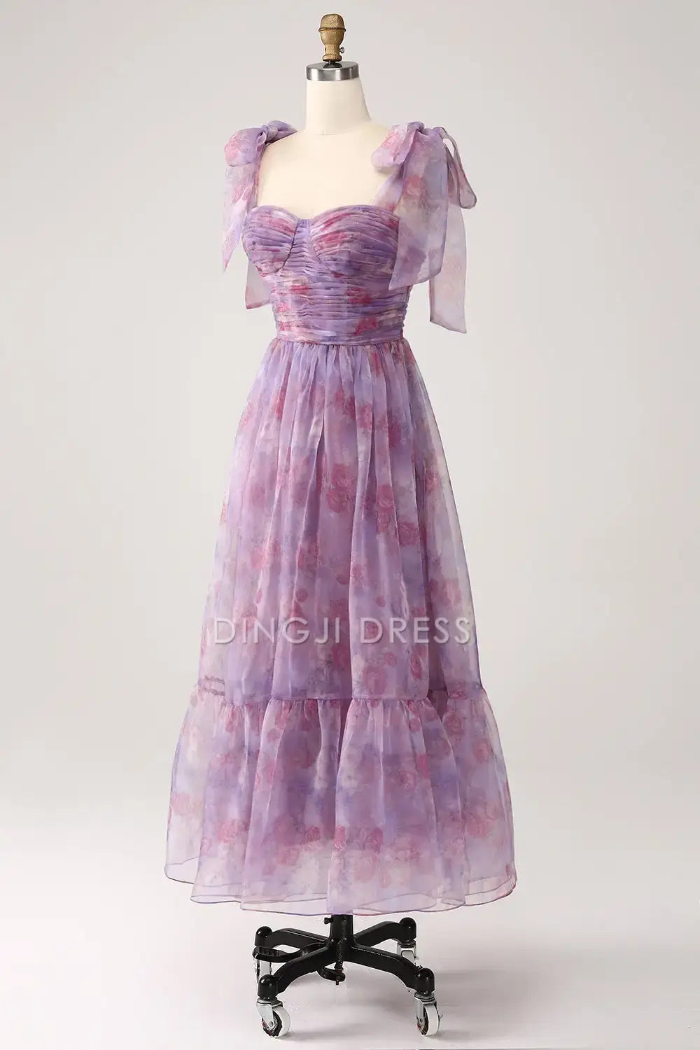 DingJiDress Hot Sale Prom Dress A Line Sweetheart Backless Retro Pleated Printed Fashion Long Formal Dresses